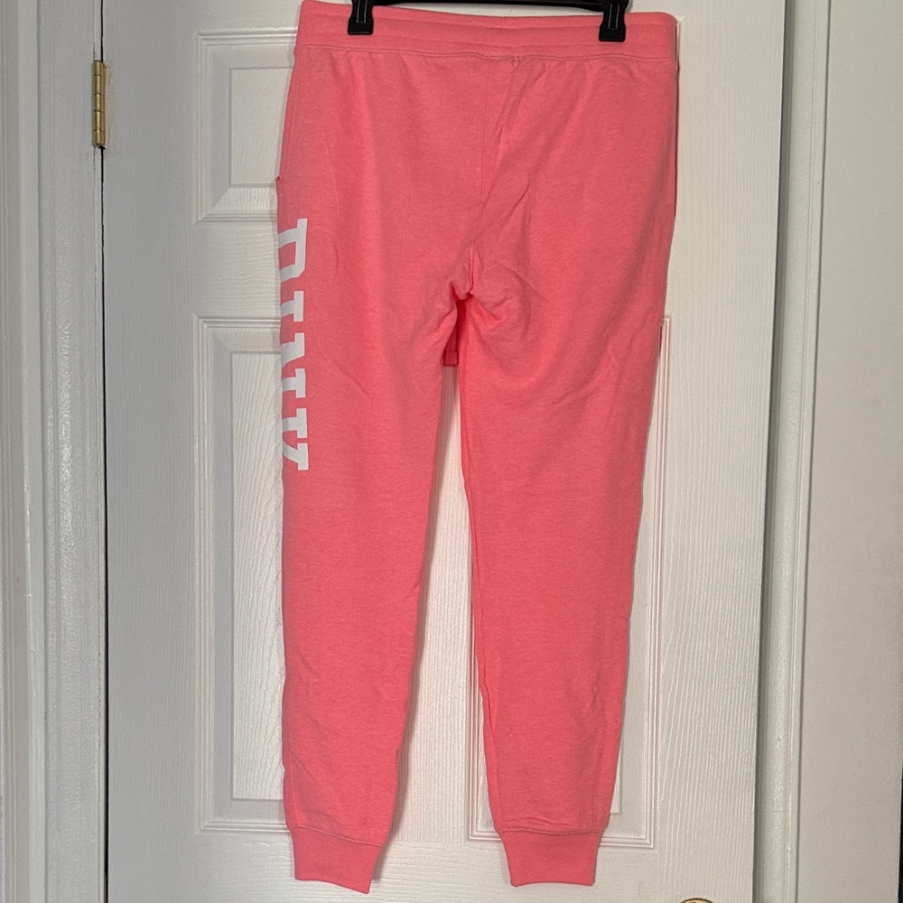 PINK Victoria's Secret Coral Pink Joggers with White Logo - Picture 6 of 7